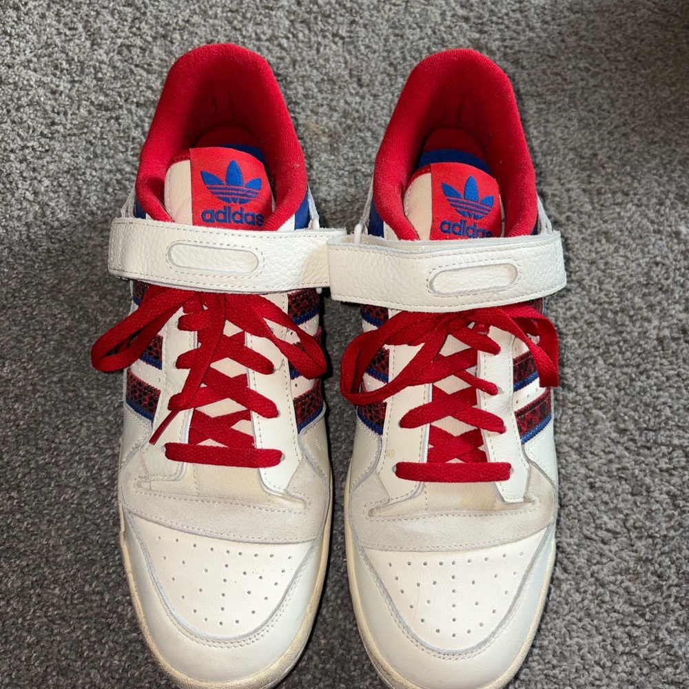 Adidas Red and White Sneakers with Velcro Strap